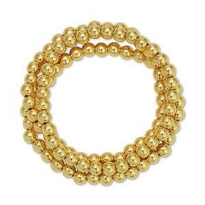Gold Beaded Stretch Bracelet Stack - Women Jewelry